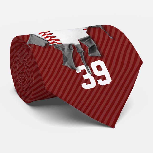 Torn Baseball (personalized) Tie (Rolled)
