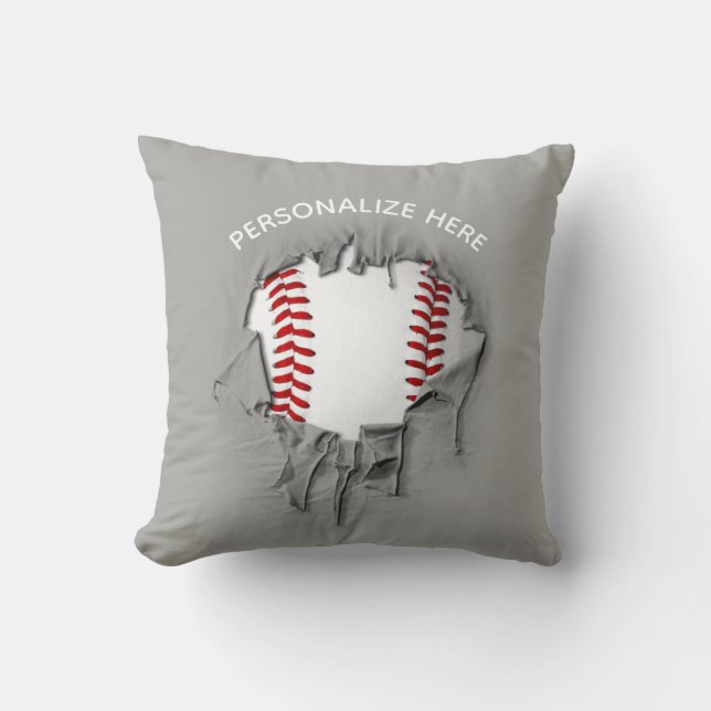 Torn Baseball Throw Pillow (Front)