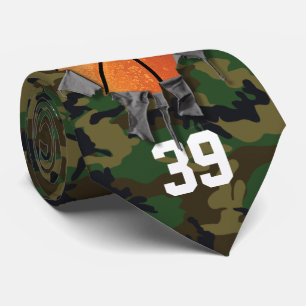 Torn Basketball (camo/personalized) Neck Tie
