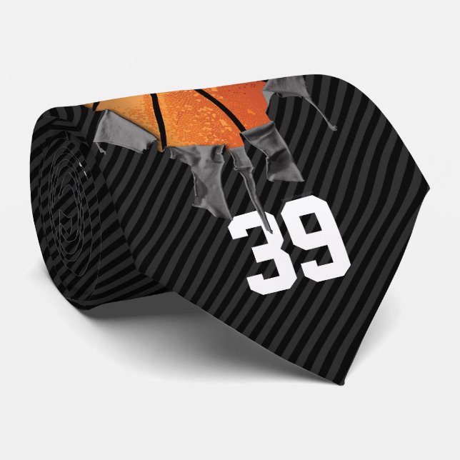 Torn Basketball (dark/personalized) Tie (Rolled)