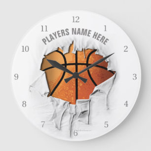 Torn Basketball Large Clock