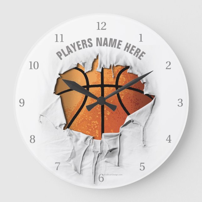 Torn Basketball Large Clock (Front)