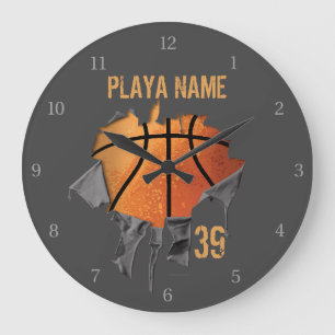 Torn Basketball Large Clock