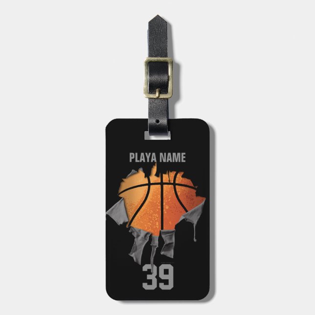 Torn Basketball Luggage Tag (Front Vertical)