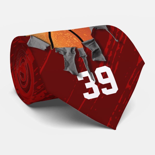 Torn Basketball (Personalized) Neck Tie (Rolled)