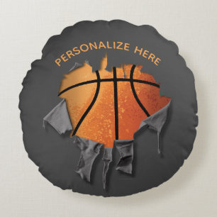 Torn Basketball Round Pillow