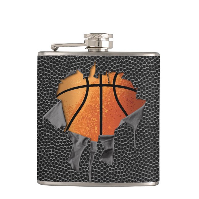Torn Basketball (textured) Hip Flask (Front)