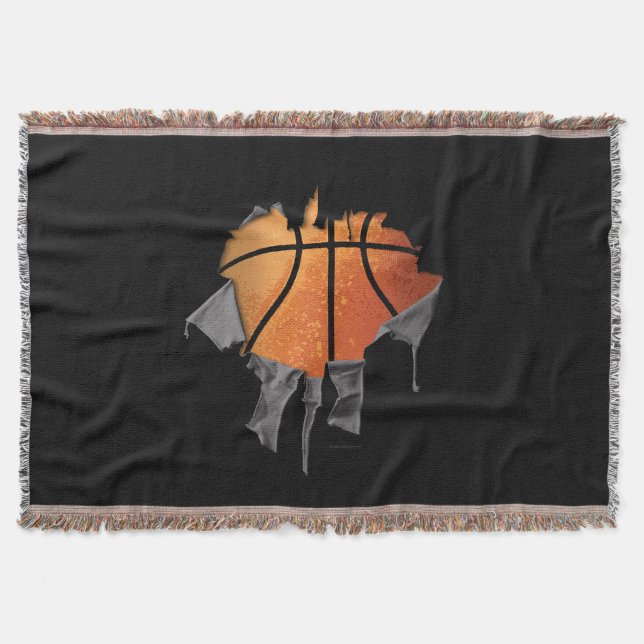 Torn Basketball Throw Blanket (Front)