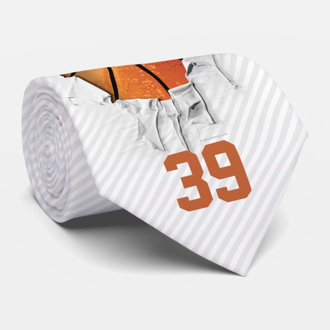 Torn Basketball (white/personalized) Tie (Rolled)
