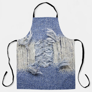 Torn blue denim: jeans texture. apron