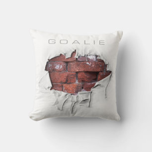 Torn Brick Wall Goalie (Hockey) Throw Pillow