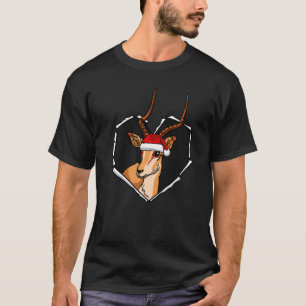 Torn Cloth Antelope Face With Christmas Hat Hole H T-Shirt