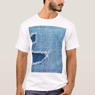 Torn denim fabric texture, blue hues. T-Shirt