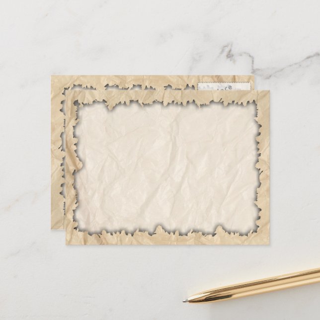 Torn Edges on Crinkle Paper Postcard (Front/Back In Situ)