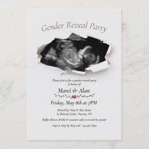 Torn Edges Photo Gender Reveal Party Invitation