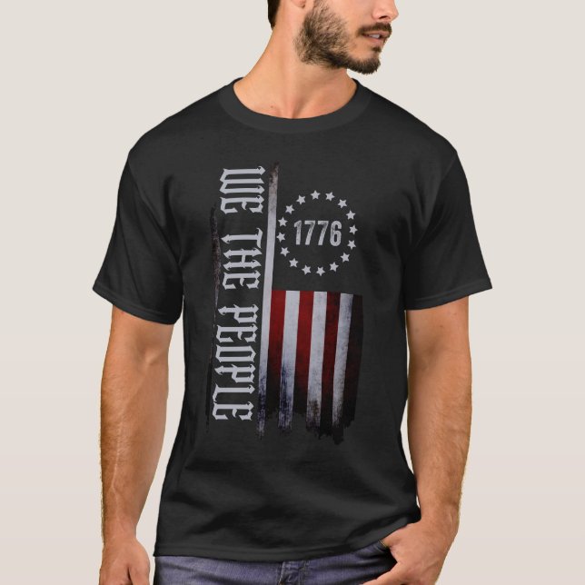 Torn Flag We The People 1776  T-Shirt (Front)