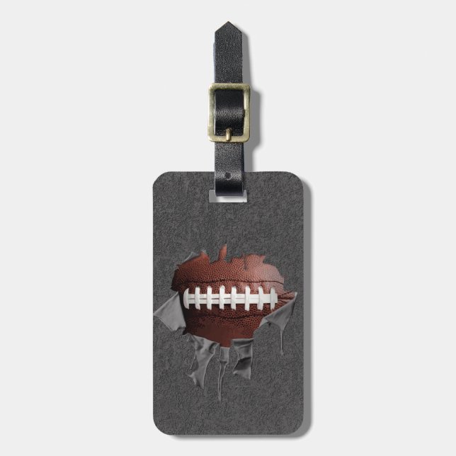Torn Football Luggage Tag (Front Vertical)
