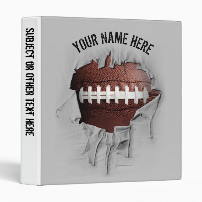 Torn Football Personalized Avery Binder (Front/Spine)