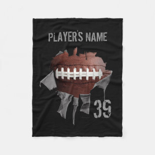 Torn Football Personalized Black Fleece Blanket