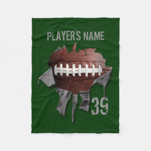 Torn Football Personalized Black Fleece Blanket