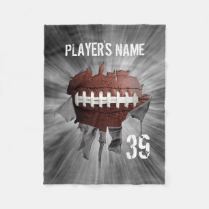 Torn Football Personalized Black Fleece Blanket