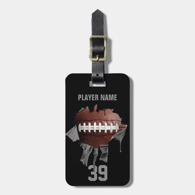 Torn Football (personalized) Luggage Tag (Front Vertical)