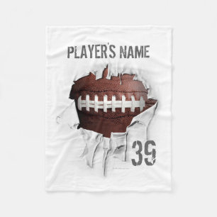 Torn Football Personalized White Fleece Blanket