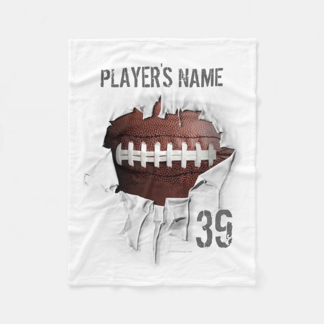 Torn Football Personalized White Fleece Blanket (Front)