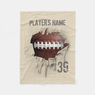 Torn Football Personalized White Fleece Blanket