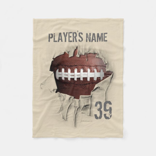 Torn Football Personalized White Fleece Blanket (Front)