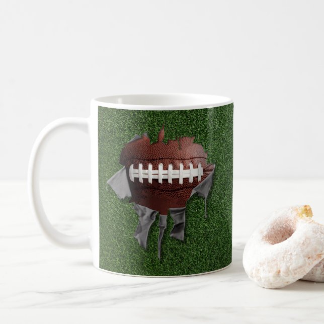 Torn Football Ringer Mug (With Donut)