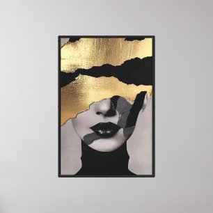 Torn Golden Face Abstract Art Elegant Texture Canvas Print