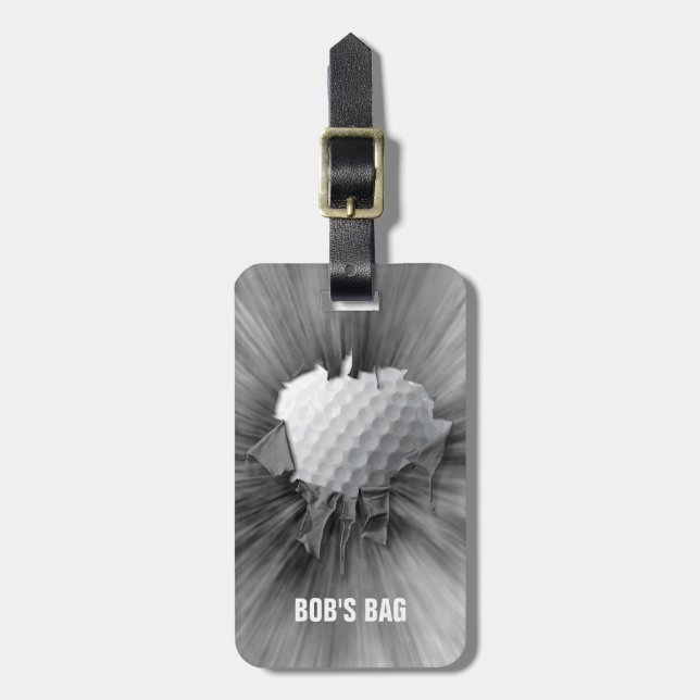 Torn Golf Ball Luggage Tag (Front Vertical)