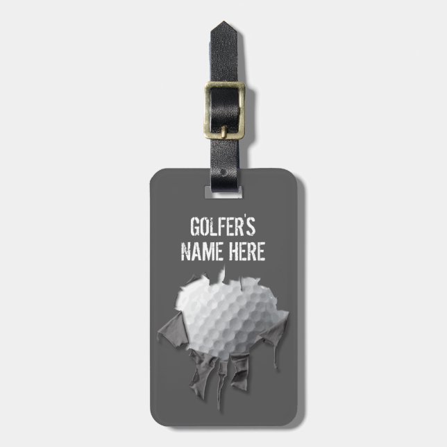 Torn Golf Ball (Personalized) Luggage Tag (Front Vertical)