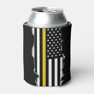 Torn Out Look Thin Gold Dispatcher Line Flag Can Cooler