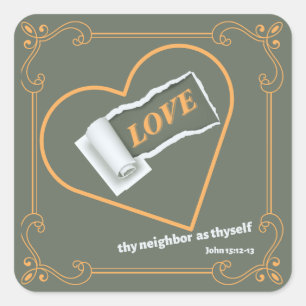 Torn Paper About "LOVE" Square Sticker