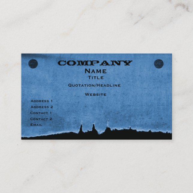 Torn Paper Business Card, Blue Card (Front)