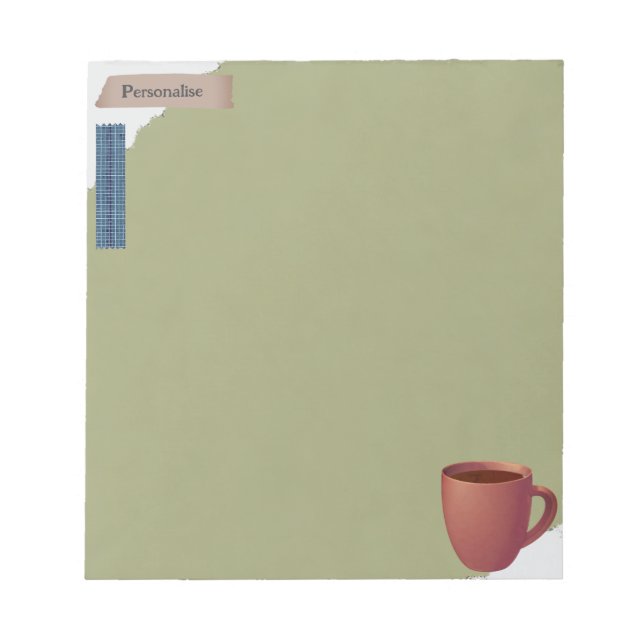 Torn Paper Coffee Cup Green Scrapbook Paper Notepad (Front)