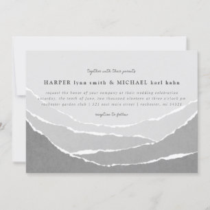 torn paper mountains wedding invitation