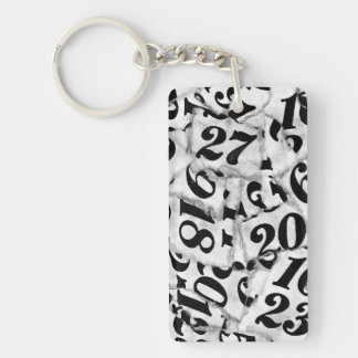 Torn Paper Numbers Collage Art  Keychain