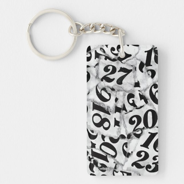 Torn Paper Numbers Collage Art  Keychain (Front)