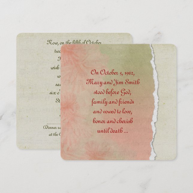Torn Paper Vow Renewal Invitation (Front/Back)