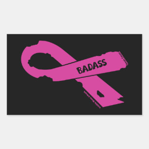 Torn Ribbon/Badass...Breast Cancer Sticker