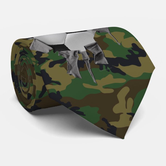 Torn Soccer (camo/personalized) Neck Tie (Rolled)