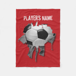 Torn Soccer Personalized Black Fleece Blanket