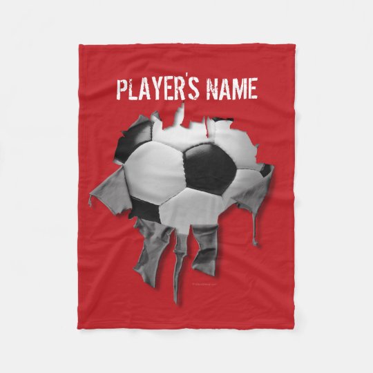 Torn Soccer Personalized Black Fleece Blanket