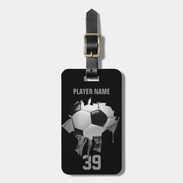 Torn Soccer (personalized) Luggage Tag (Front Vertical)