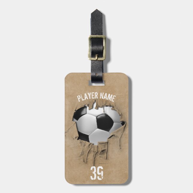 Torn Soccer (Personalized) Luggage Tag (Front Vertical)