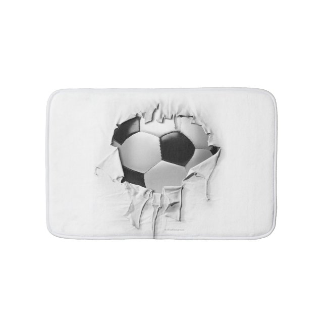 Torn Soccer White Bath Mat (Front)