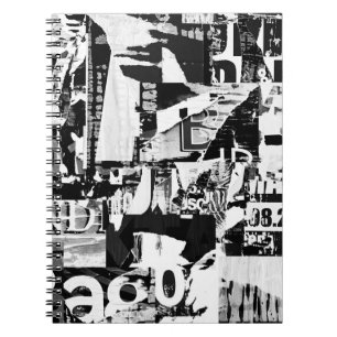 Torn street advertisement posters collage backgrou notebook